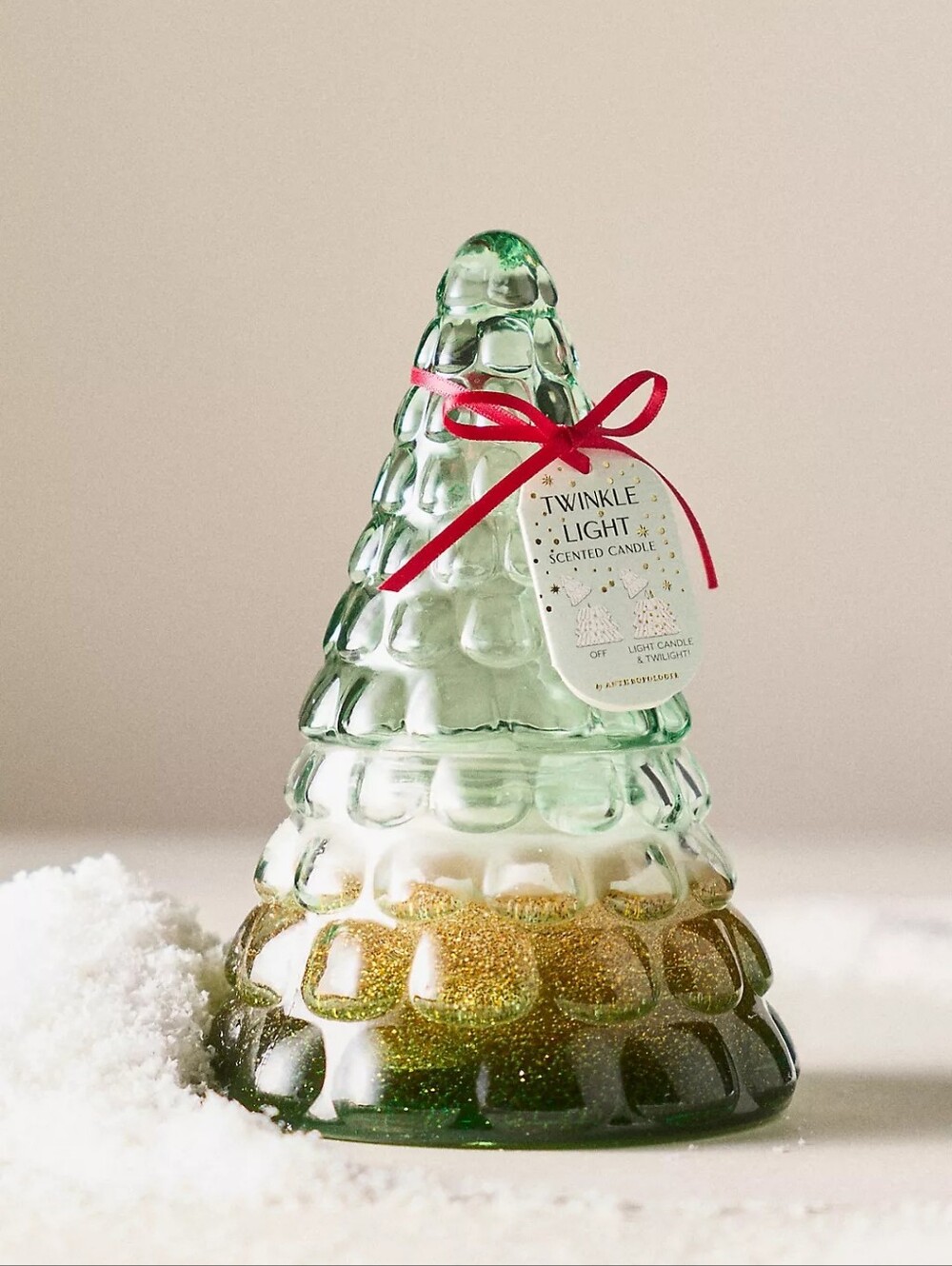 Anthropologie Twinkle Light Woody Fresh Balsam & Cedarwood Candle Christmas Tree